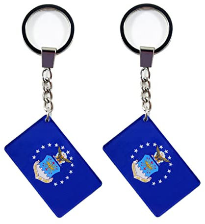 QQSD US Air Force Flag Keychain Military Key Ring (2 Pack), Air Force, 2 x 1.2 x 0.2 inches