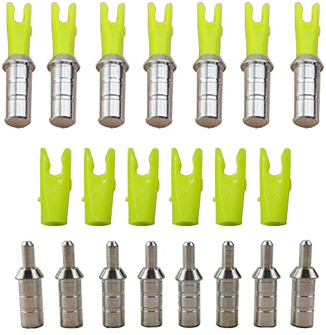 AMEYXGS 50 Stück Pfeilnocken mit Aluminium Pin Pfeile Nocken aus Kunststoff Pfeilschwänze S L Größe für ID 4,2/6,0/6,2 mm Pfeilschaft