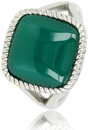 My Bendel - Siegelring Silber mit grünem Achat Edelstein- Stylischer Ringe für Damen mit echtem Edelstein - Bleibt schön und Verfärbt nicht - Stapeln Ringe - mit Luxuriösen Geschenkverpackung