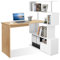 Mondeer Bureau Informatique, Bureau d‘Ordinateur avec Étagère Rangement à Quatre Niveaux, Table de Travail PC Table pour Bureau et Salle d‘Etude, 157 x 45 x 130,5 cm, Blanc et Grain de Bois Naturel