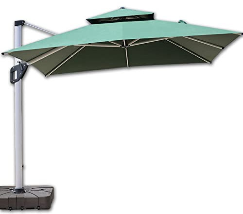 HARICSET Sonnenschirm Ampelschirm Cantilever Parasol Garden Parasol Windsicherung Marktschirm Groß 360Ḟ Rotation, Gartenschirm mit Kurbel Sonnenschutz U(Size:2.5 * 2.5m(170Lbase),Color:Dunkelgrün)