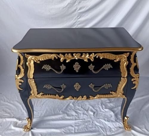 Louis Seize - Mobili in stile barocco, stile rococò, colore: nero con oro, larghezza 93 cm, credenza n. 45