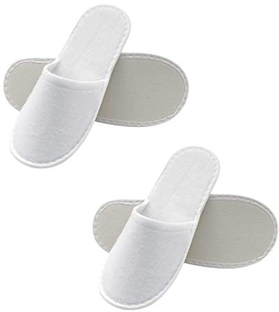 Pantofole Usa e Getta Antiscivolo, Pantofole Chiuse, Pantofole in Spugna Premium, Ciabatte Monouso per Hotel, Spa, casa, viaggi, unisex, lavabili, misura universale, 2 paia (Bianco)