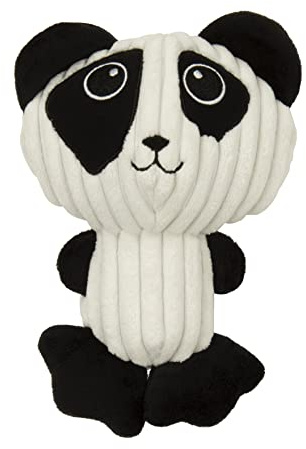 TrustyPup Strong 'N Silent Big Head Panda Silent Squeak Plush Dog Toy, Chew Guard Technology - Black/White, Medium