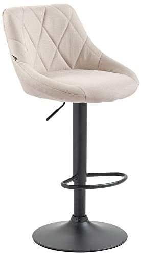 CLP Barhocker Lazio Mit Stoffbezug I Drehbarer Thekenhocker Mit Fußstütze I Höhenverstellbarer Barstuhl Mit Trompetenfuß, Farbe:Creme, Gestell Farbe:schwarz