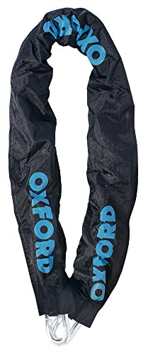 Motorbike Security Insurance Approved Oxford Chain Lock 16mm Hardened Steel Round Links (Black/Blue,6mm x 2.0m)