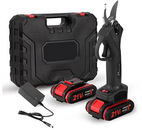 Débroussailleuse Sécateur électrique sans Fil Portable sécateur de Branche d'arbre alimenté par Batterie Rechargeable tondeuses de Jardin diamètre de Coupe de 25 mm (Color : 21V Black 2Battery)