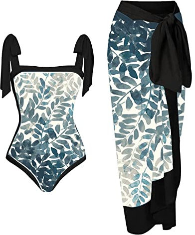 LAOSU Maillot De Bain 1 Pièce avec Jupe De Plage,D'Été Maillot De Bain Noir Et Blanc,Tankini avec Armature,String À La Plage,Maillot De Bain pour Femme Enceinte,Maillot De Bain 3 Pièces