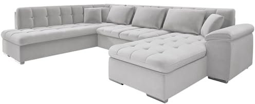 Mirjan24 Ecksofa Niko Premium, Design Eckcouch Sofa Couch mit Schlaffunktion, U-Form Sofa Große Farbauswahl Wohnlandschaft (Horton 204 01, Seite: Rechts)