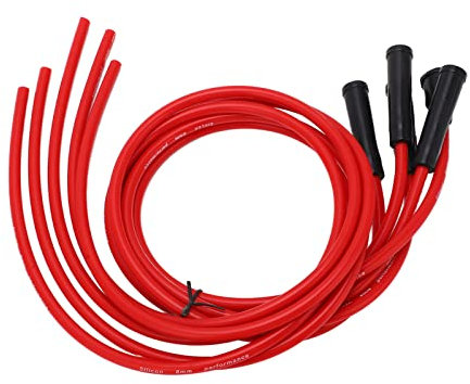 Set di Cavi di Accensione per Candele, Set di Cavi di Accensione per Candele di Accensione Rosso Silicone Ad Alte Prestazioni Cavo di Accensione per Auto da 1 M per Automobile a 4