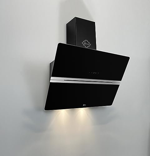 GURARI Dunstabzugshaube 80 cm GCH 971 BL 80 Diamond Kopffreihaube 850 m³/h Wandhaube Schwarz Glas Abuft/Umluft Abzugshaube | Wandmontage