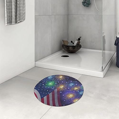 DHAEY Badezimmerteppich rutschfest Star and Stripe,amerikanische USA Waschbar Teppich rund Weich Flauschig Badteppich Weich Kurzflor Mikrofaser Badvorleger 60 cm