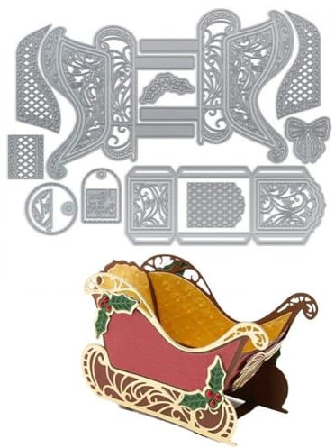 Weihnachtsschlitten Metall-Stanzschablone für Scrapbooking, Basteln, gestanztes Prägen, Papier, Karten, Album