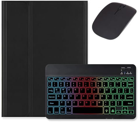 kaidisen Funda con teclado retroiluminado para iPad Air de 11 pulgadas M3/M2 (2025/2024)/Air 5ª/4ª generación de 11.9 pulgadas con mouse y teclado retroiluminado desmontable, negro y negro