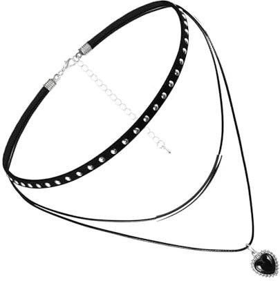JJDreams Klassische geschichtete schwarze Herz Choker Halskette Halsketten für Teenager Mädchen Modeschmuck Frauen