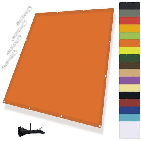 MENGH Sonnenschirm Segel,Balkonumrandung 95% UV Schutz,Wasserdicht markisenstoff,Quadrat PES Polyester Sonnenschutzfür überdachung Balkon Terrasse Schwimmbad Orange 2x3m