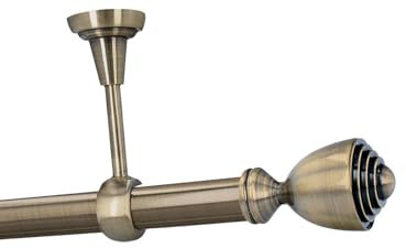 HDTL Gardinenstange Vorhangstange 25mm 1-läufig Deckenmontage Messing Antik 180 cm Aura