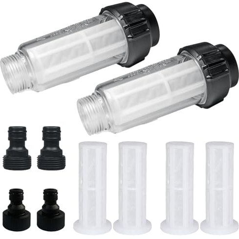 Morlight 2 Filtro per Acqua per Idropulitrice, Filtro acqua tubo da giardino, 3/4 pollici prefiltro acqua set con 5 filtri e 5 adattatori rapidi per idropulitrici ad alta pressione