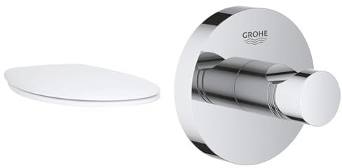 GROHE Bau Keramik - WC-Sitz aus Duroplast & Essentials - Bademantelhaken (robuster Haken, langlebige und pflegeleichte Chromoberfläche, einfache Montage), chrom, 40364001