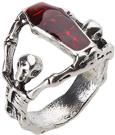 YIGZYCN Modischer Punk, Vampir, Sarg, Totenkopf, Ring, Rock, Vintage, Motorschmuck, Accessoires, Schmuck, Totenkopf-Ring für Herren, Metall