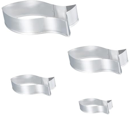 Nivofu, Fisch Keksausstecher Set, 4 Stück Ausstechformen, Edelstahl Plätzchenformen für Kekse-Perfekt für Kinder, Geburtstage, und Spaß Snacks - Leicht zu Reinigen und Wiederverwendbar