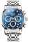 OLEVS Silber Herrenuhr Großes Gesicht Klassisches Blau Wählscheibe Chronograph Uhren Herren Edelstahl Analoger Quarz Armbanduhr Herren Arabische Ziffern Diamant mit Datum Watches for Men