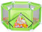 Queiting Baby Laufstall Netz-Seitenfenster Sechseckiger Gitterzaun Faltbares und Kompaktes Kinder Laufgitterzelt Spielen im Innen-oder Außenbereich Tresor Krabbeln 128cm x 110cm x 65cm (Grün)