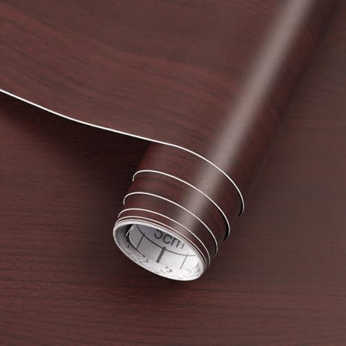 Arthome Rot Braune Holz Abziehen und Aufkleben Tapete,40cmx3m Natürliche Holz Maserung Möbelfolie Rustikal Selbstklebend Abnehmbar Wasserdicht Holz Vinyl Wrap Klebefolie für Möbel