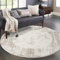 carpet city Teppich Wohnzimmer - Creme - 200 cm Rund - Klassisch Modern - Vintage, Bordüre - Teppiche Kurzflor Schlafzimmer, Esszimmer