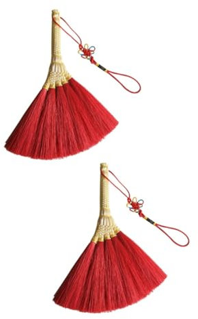 UPKOCH 2pcs Straw Broomstick Boys and Girls Witch Broomstick Removable Mesh Witch Broom Sweeping Brush Chinese Year Pendant Decorative Pendant Festive Hanging Ornament