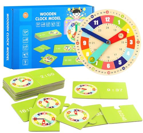 Lernuhr Kinder,Lernspiel Uhr,Holzspielzeug Lernuhr Kinder Kalenderuhr,Zeitunterrichts-und Demonstrationsuhrmodell,Montessorispielzeug Für Kleinkinder,Pädagogisches Spielzeug