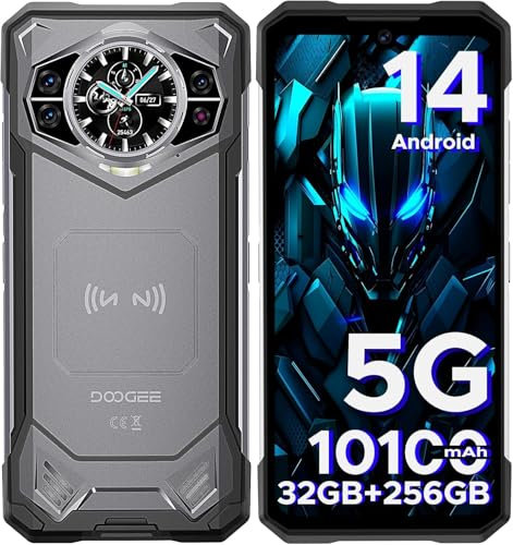 DOOGEE S200 Móvil Irrompible 5G, 10100mAh/33W, 6.72”FHD+120Hz Movil Rugerizado Android 14, 32GB RAM+256GB ROM(2TB) DDR5, 100MP+20MP Visión Nocturn Teléfono Antigolpes, Smartphone WIFI6/FACEID/NFC