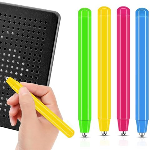 CJQRL 4 Stück Magnetstift, Magnettafel Stifte, Ersatzstift, für magnetische Zeichentafeln, Zaubertafel mit Kugeln, Magnetboard, Magnetspiel, für beledu magnettafel(Rosenrot, Gelb, Blau, Grün)
