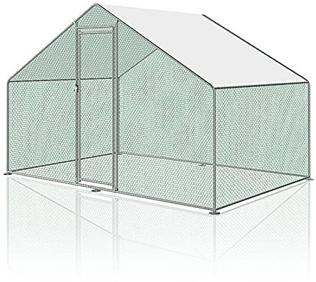 Peviasot Hühnerstall Freilaufgehege XL mit Schloss, 3x2x2m Verzinkter Stahl Hühnerhaus Freigehege Outdoor Geflügelstall, für Hühnerkäfig Kleintiere Vogelkäfig Haustierkäfig