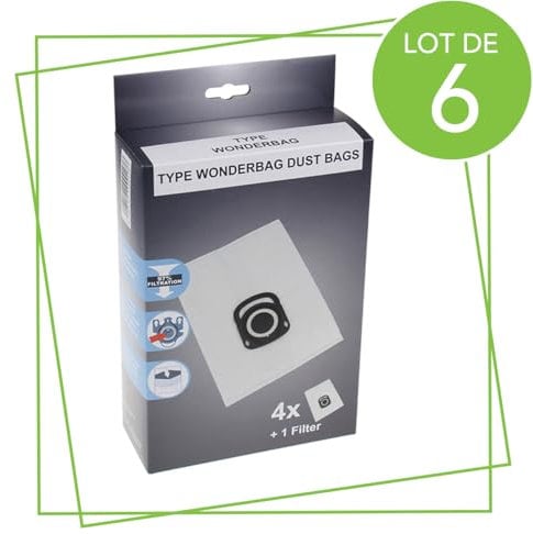 SOS Accessoire Set di 6 confezioni da 4 sacchetti + 1 filtro HYGIENE+ per aspirapolvere ROWENTA ZR200520