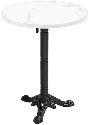 Oviala Stehtisch, rund, 60 cm, neigbar, Marmor, weiß/silber und Fuß schwarz