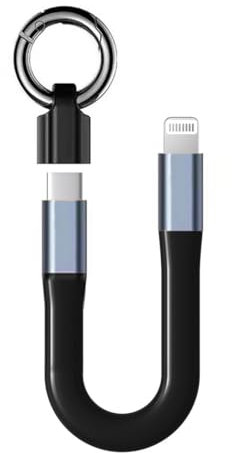 SAMERIO Porte-clés Chargeur USB vers iPhone Court Câble de charge Portatif Voyager Cordon de charge rapide pour iPhone 14 13 12 11 Pro Max XR XS X 8 7 6 Plus and More (USB C to Lightning)