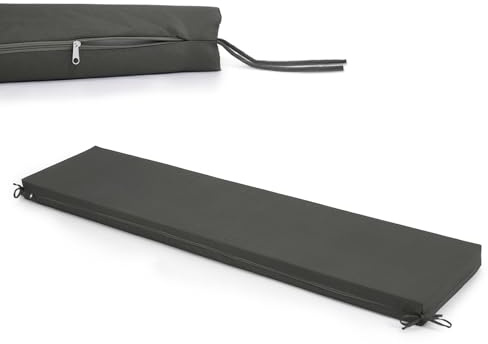 Warmiehomy Garden Bench Cushion 2 Seater, 100CM Waterproof Bench Seat Pad Long Bench Cushion Outdoor with Removable Cover & Non-Slip Straps, 8CM Thick Seat Cushions for Dining Bench Indoor(Grey)