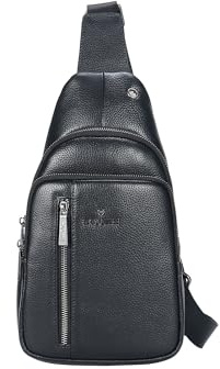 Gürteltasche für Herren aus echtem Leder, hergestellt in Italien, 18 x 33 x 7 cm, BC1411-BLACK