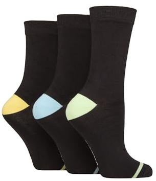Glenmuir Ladies Contrast Heel and Toe Bamboo Socks Pack of 3