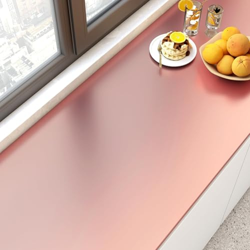 YENHOME Klebefolie Möbel Rosa Gold Edelstahl Gebürstet 40x500cm Möbelfolie Selbstklebende Metall Matt Mädchen Tischplatte Vinyl Küchenfolie Metallfolie Abwaschbare Tapete Küche Küchenarbeitsplatte