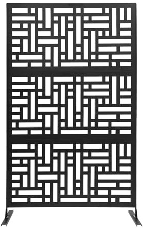 Paravent en métal de qualité supérieure - Avec motif rectangulaire - Multifonction - Montage autonome - Pour balcon, terrasse, piscine, intérieur