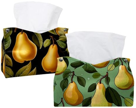 Confezione da 2 scatole porta fazzoletti in pelle per il viso, per comò, bagno, decorazione