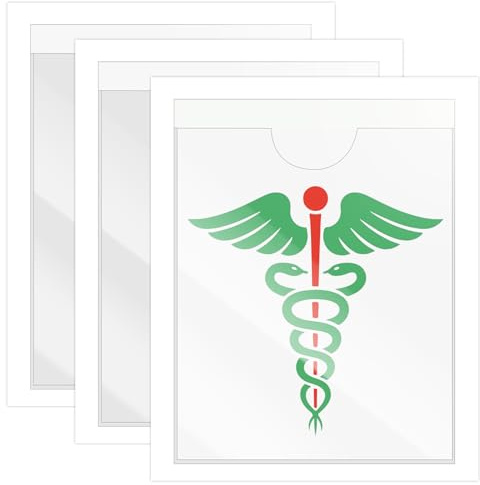 VEGCOO 3 Pièces Porte Caducée Voiture Infirmier Pare Brise, PVC Porte Caducee Adhésif, Transparent Support Caducée pour 8 * 14 cm Caducee de Infirmier (dimensions intérieure 14,5 * 9 cm)