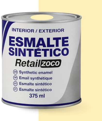 TECHZOCO Esmalte Sintético, Pintura Esmalte, synthetic enamel, Uso en maderas y metales, Apto para interior/Exterior, Contiene 375 ml, Color Marfil