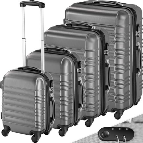 TecTake® Set de Valise de Voyage 4 Tailles Valise Grande Taille Valise Cabine Petite Valise Sacs de Voyage Valise Maternité ABS avec roulettes Pivotantes 360° Cadenas Poignée télescopique