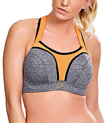 Panache Women's High Impact Underwire Sports Bra, Grey/Mango, 34B