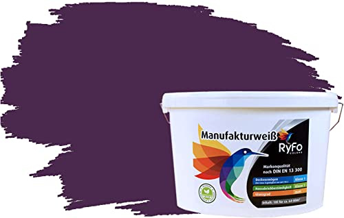 RyFo Colors Bunte Wandfarbe Manufakturweiß Dunkelviolett 10l - weitere Violett Farbtöne und Größen erhältlich, Deckkraft Klasse 1, Nassabrieb Klasse 1