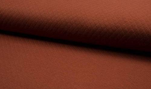 Leicht wattierter Jerseystoff, Waffelstoff als Meterware in Rost zum Nähen, 50 cm