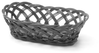 HENDI Brotkorb, oval, mit gewebtem Rand, Brotmulde, Brotkörbchen, Brötchenkorb, 225x130x(H)55mm, Polypropylen, Schwarz